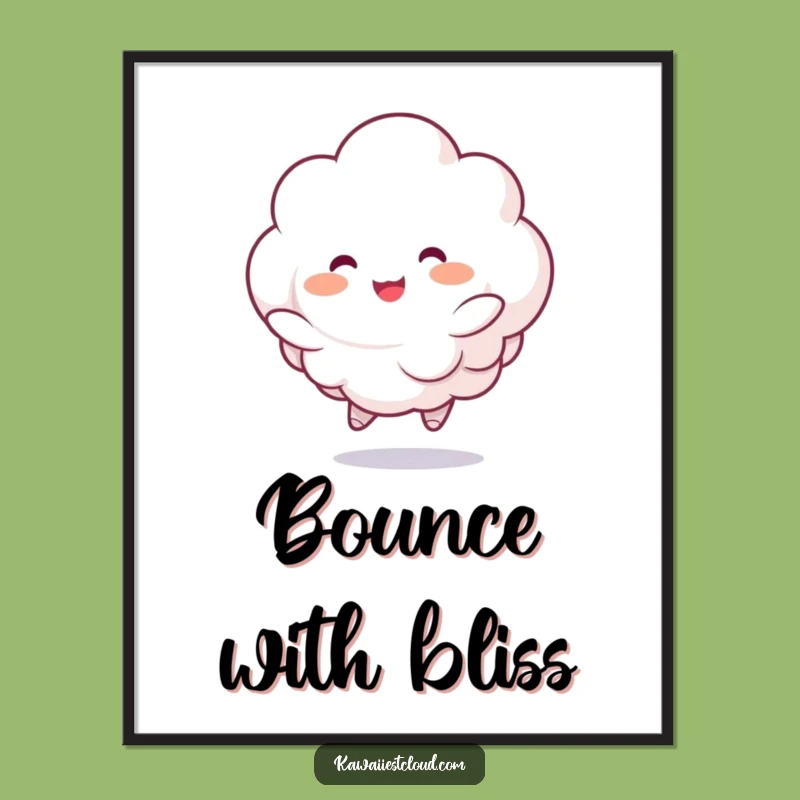 Funny Bouncing Cloud Poster: Cheerful Art Print, Adorable Humorous Gift for Walls