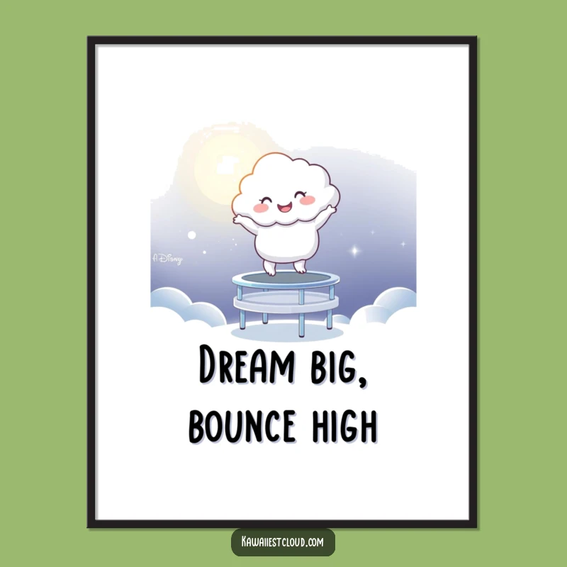 Funny Cloud Moonlight Trampoline Poster: Uplifting Wall Art Gift Idea