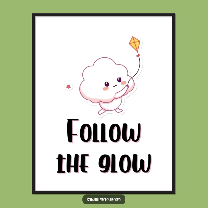 Funny Playful Cloud Kite Poster: Light Art, Perfect Humorous Wall Decor Gift