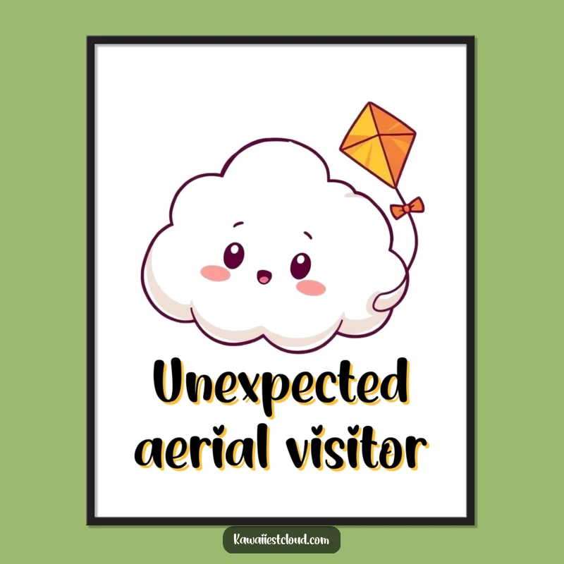 Funny Cloud Kite Poster - Whimsical Surprise Art, Great Funny Gift!