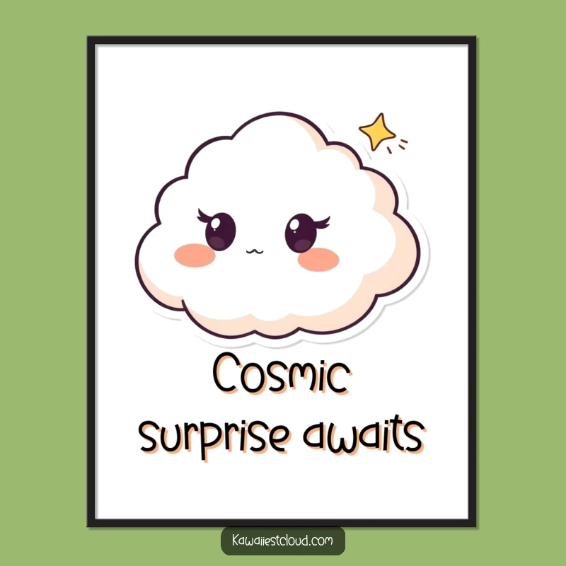 Funny Cloud Surprise Poster, Shooting Star Art, Magical Wall Decor