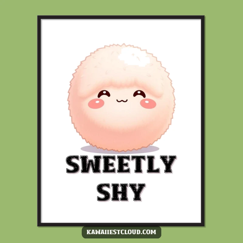 Funny Fluffy Sphere Poster: Bashful Art, Cute Decor, Unique Gift Idea