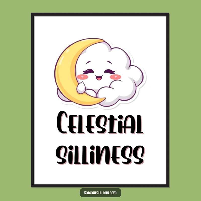 Funny Mischief Cloud Moon Poster: Whimsical Wall Art Gift Idea