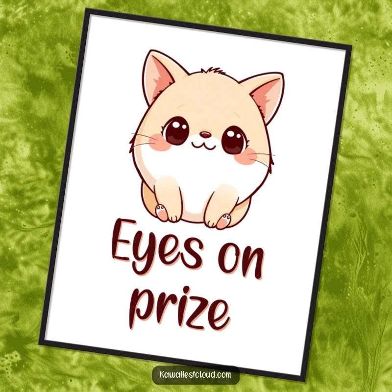 Funny Poster: A plump, round creature with captivating, curious eyes and tiny paws, exuding innocence and charm on your wall.