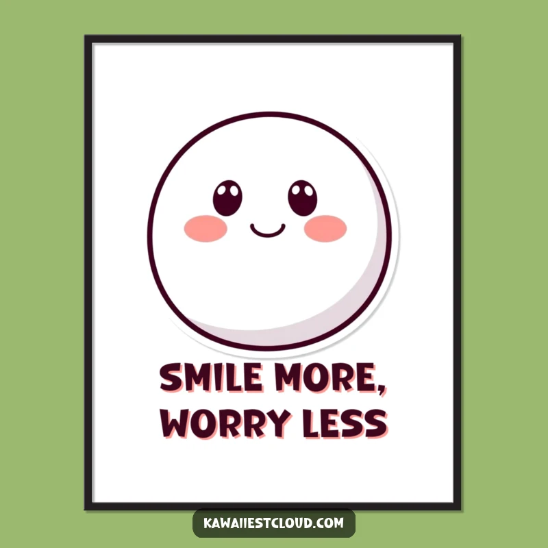 Funny Rounded Character Poster: Dot Eyes Art, Cheerful Wall Decor Funny Gift