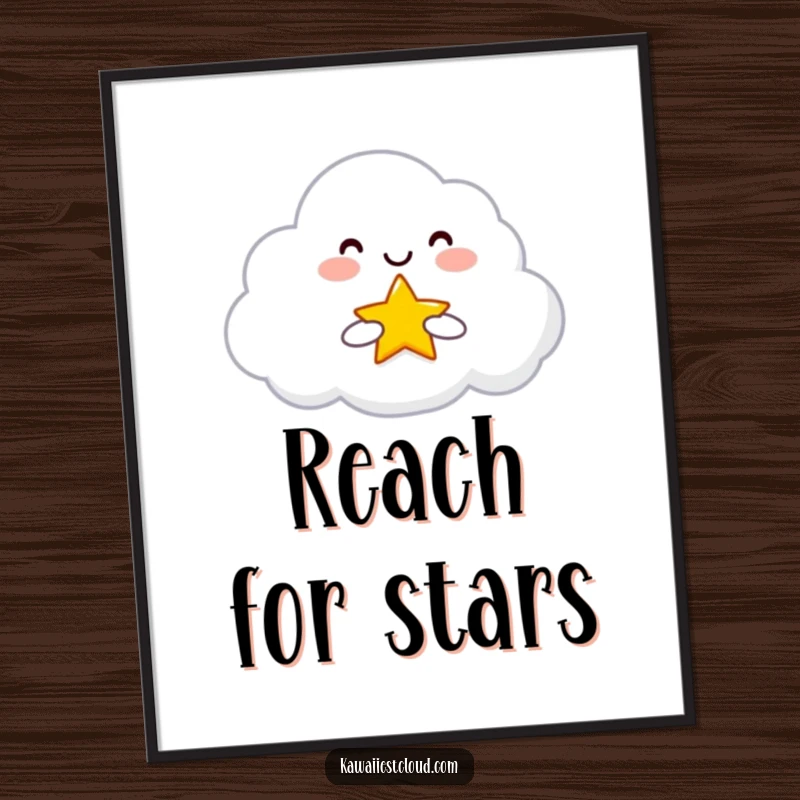 Funny Poster of a smiling cloud character holding and offering a tiny, bright star, symbolizing hope, kindness, and generosity.