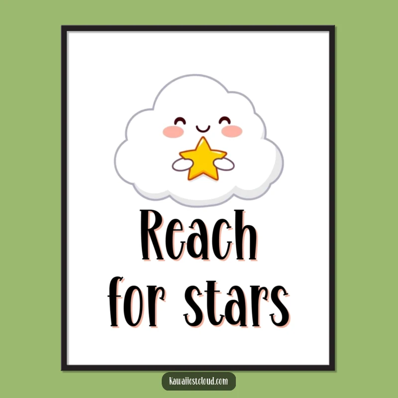 Funny Star Cloud Poster: Hopeful Character Art, Inspiring Funny Gift