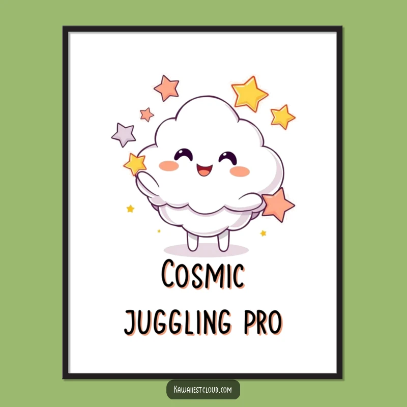 Funny Star Juggling Cloud Poster: Brighten Your Space with Celestial Whimsy and Humor