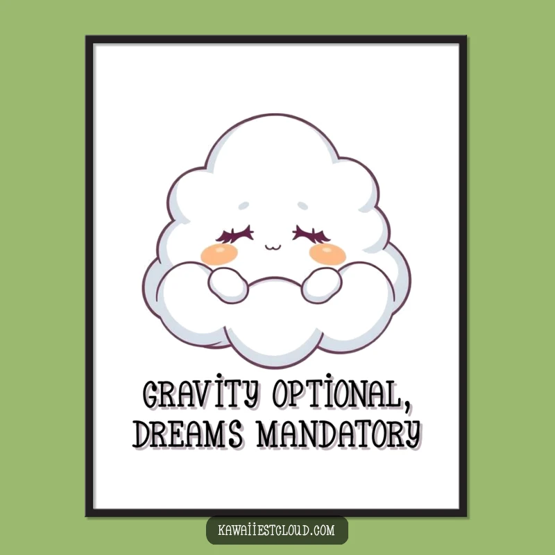 Funny Dreamy Cloud Poster: Peaceful Floating Character Art, Serene & Humorous Wall Decor Gift