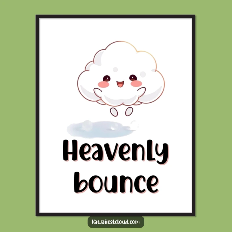Funny Joyful Cloud Poster: Bouncing on Ethereal Surface for Hilarious Wall Art