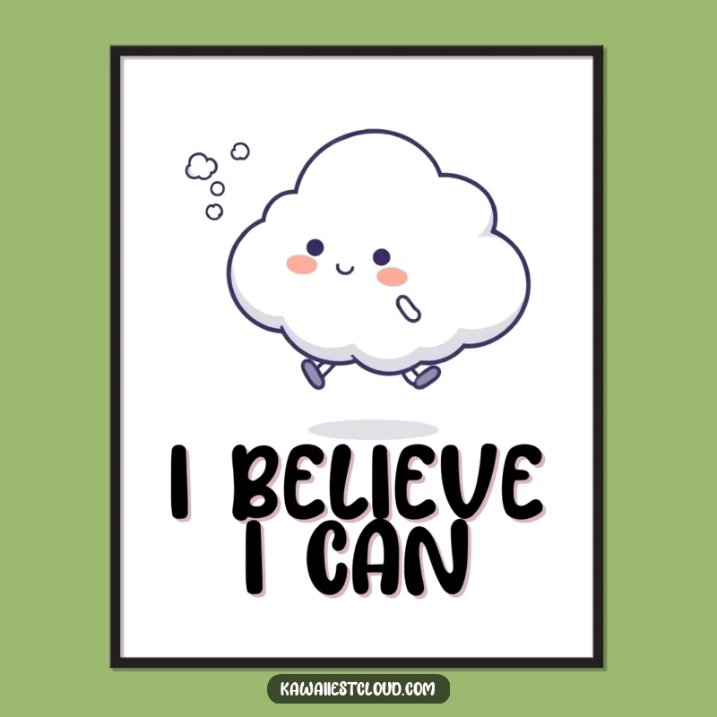 Funny Cloud Hop Poster - Whimsical Vapor Puff Wall Art