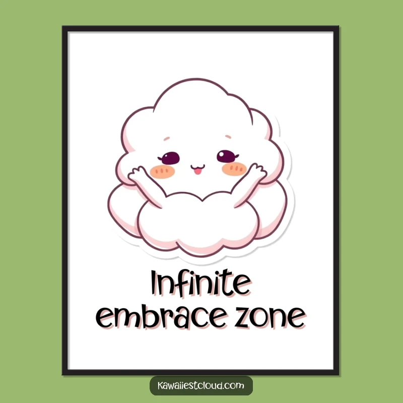 Funny Cloud Hugging Sky Poster: Adorable Sky Embrace Art, Perfect Wall Decor Gift