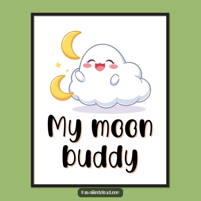 Funny Cloud Moon Play Poster: Bring Whimsical Celestial Art Home!