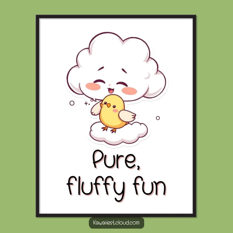 Funny Giggling Cloud Bird Poster - Whimsical Wall Art for Smiles