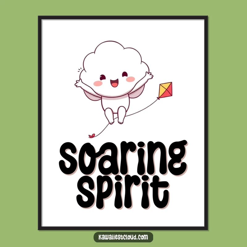 Funny Cloud Kite Rider Poster: Decorate with Joyful Adventure and Whimsical Art