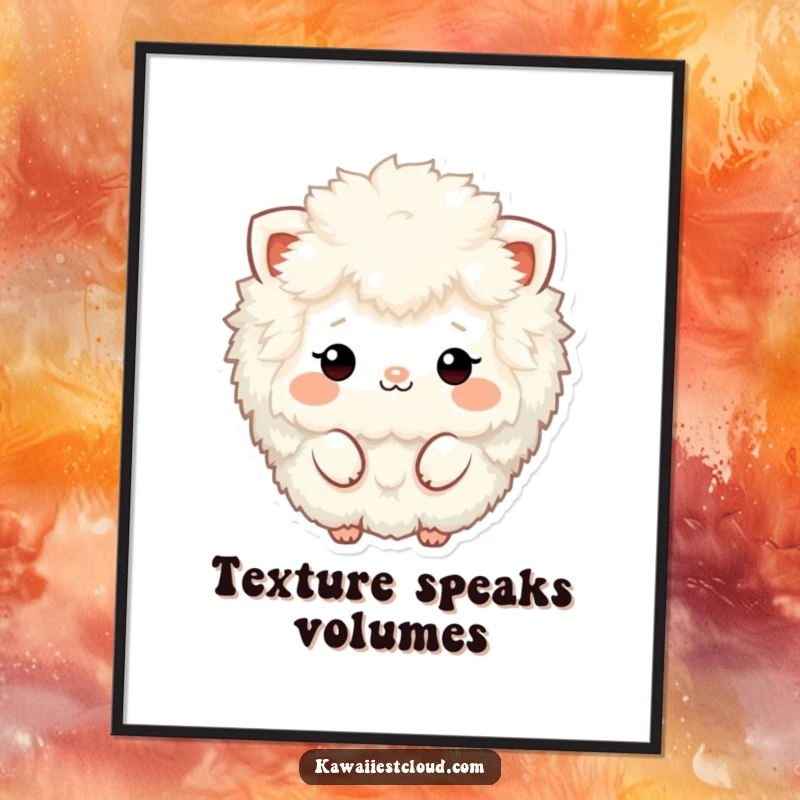 Funny fluffy, textured character poster with minimalistic features, creating a visually pleasing and humorously artistic statement piece.