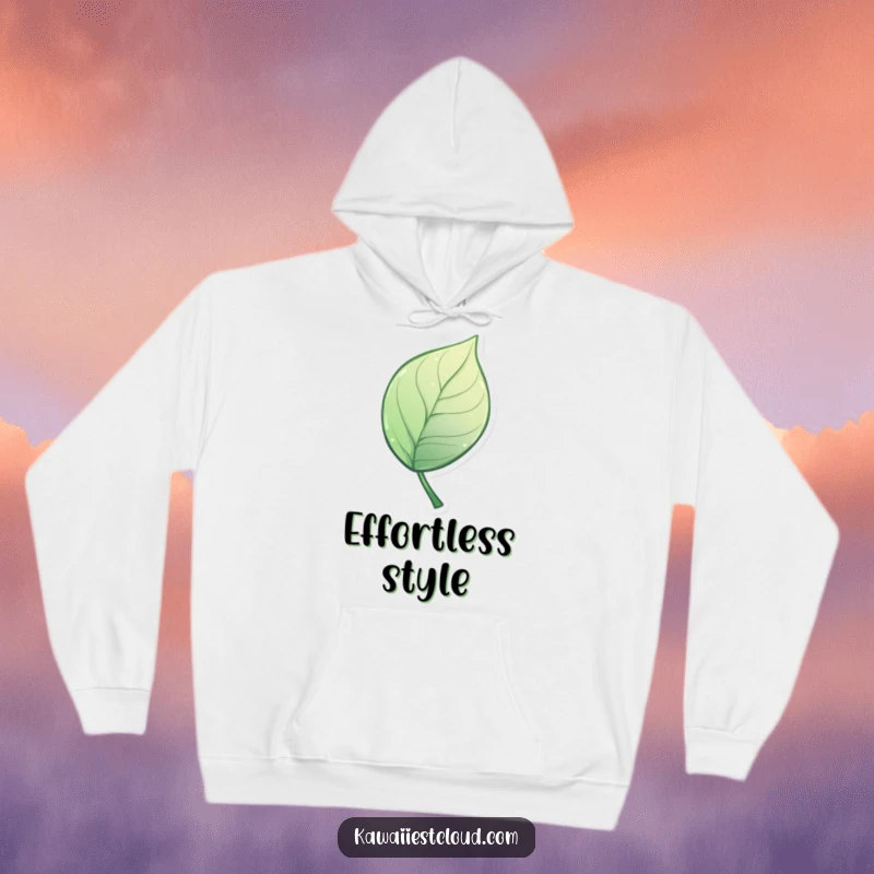 Funny Hoodie featuring a miniature, stylized leaf with an artistic, elegant curve, designed for warmth and humorous style.