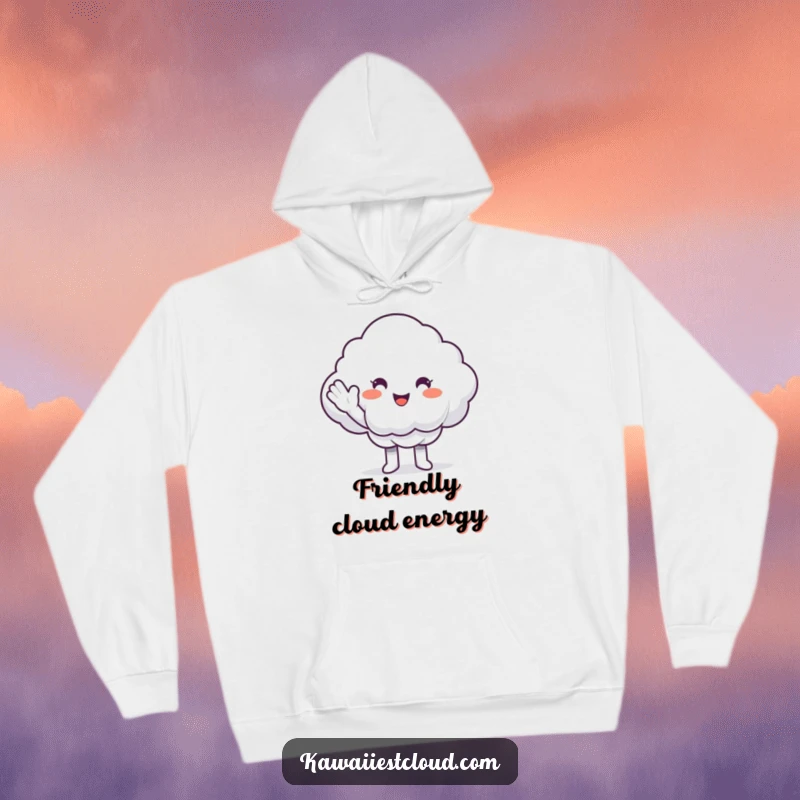 Funny Hoodie: A smiling cloud character offering a fluffy cloud a high-five in a gesture of camaraderie.