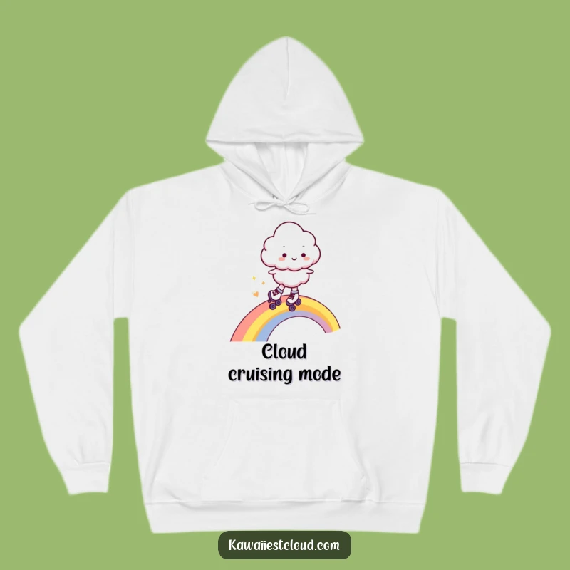 Funny Cozy Cloud Hoodie - Roller Skating Rainbow Vibes, Ultimate Funny Gift!