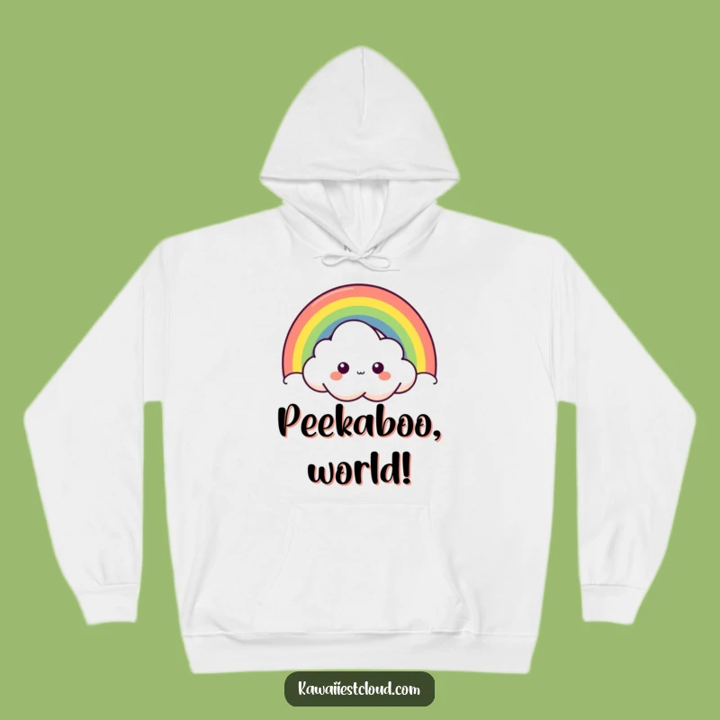 Funny Curious Cloud Hoodie - Cozy Peek-a-Boo Rainbow Sweatshirt