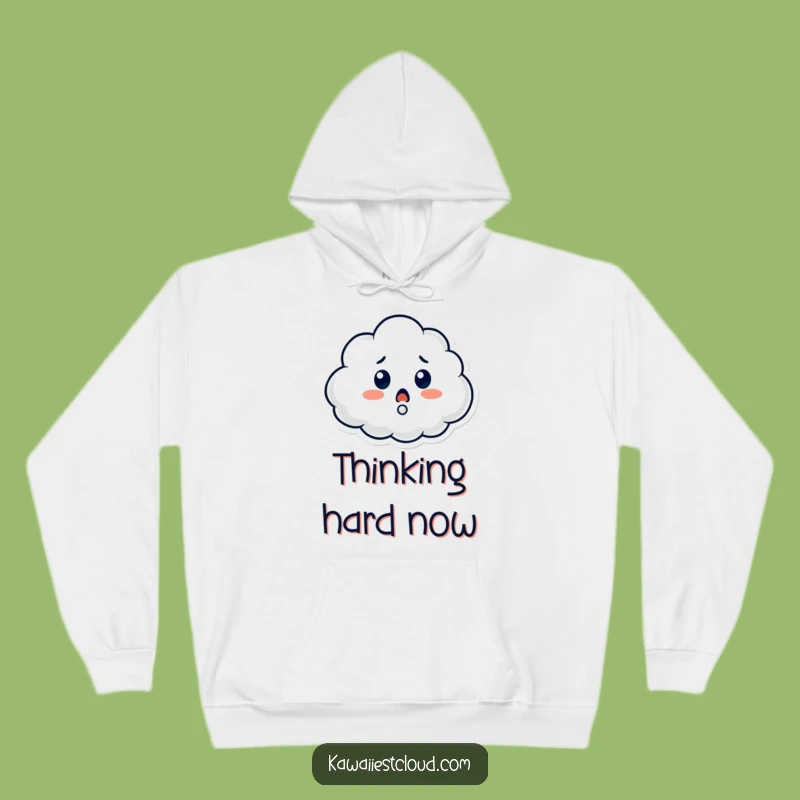 Funny Surprised Cloud Hoodie: Cozy Puzzled Character Wear, Thoughtful Humorous Gift