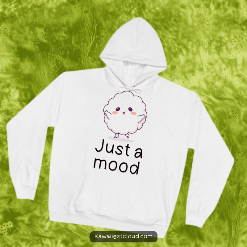 Funny Hoodie: A cheerful cloud character is captured mid-silly dance, offering warmth and laughter.