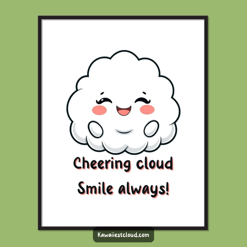 Funny Free Printable Wall Art: Cheerful Cloud Smile - Downloadable Decor