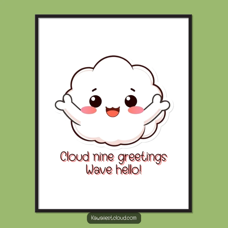 Funny Free Printable Wall Art: Waving Cloud Friend - Downloadable Decor