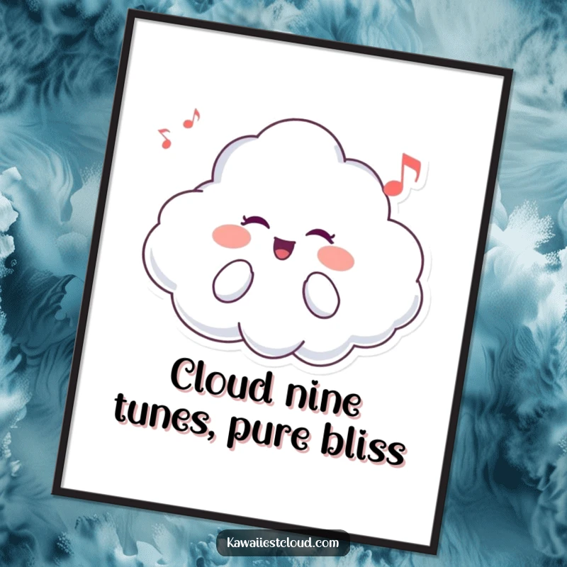 Funny Free Printable Wall Art: A cheerful cloud character singing a sweet, musical melody, perfect for adding joy to decor.