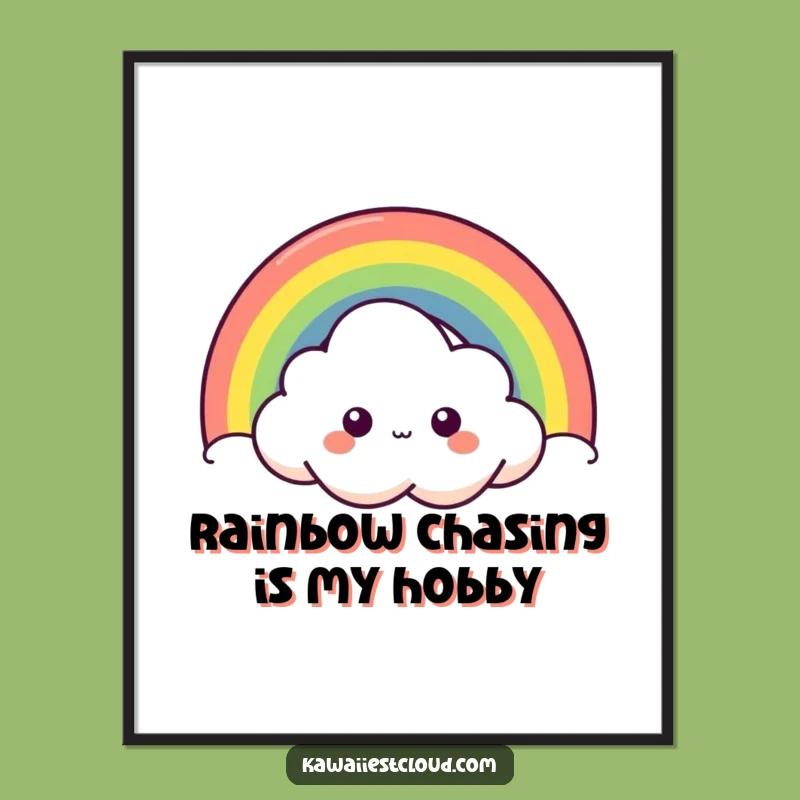 Free Printable Wall Art: Curious Cloud Behind Rainbow - Funny Decor Gift