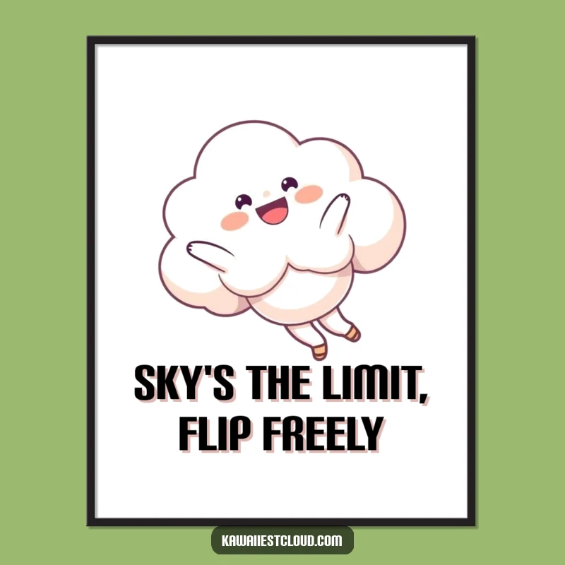 Free Printable Wall Art: Funny Cloud Somersault, Whimsical Sky Decor, Instant Download Art!