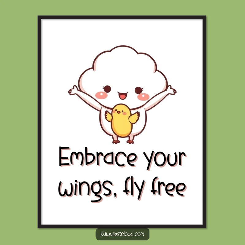 Free Printable Wall Art: Welcoming Cloud & Bird, Gentle Humorous Downloadable Art