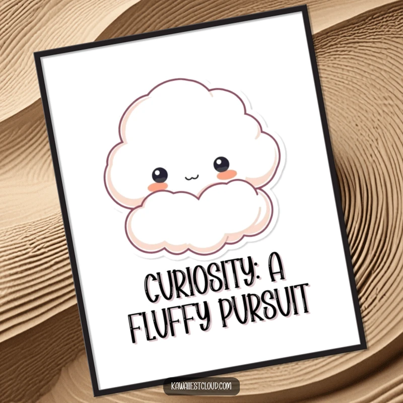 Funny Free Printable Wall Art: A curious cloud character peeks from behind a fluffy edge, adding a playful and whimsical touch.