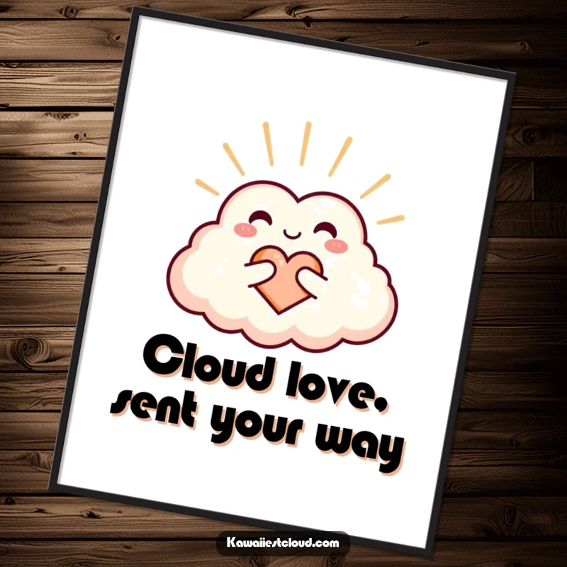 Funny Free Printable Wall Art: A heart-shaped cloud character radiating gentle, comforting warmth and positive energy.