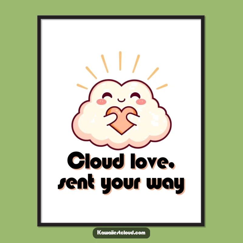 Funny Free Printable Wall Art: Heart Cloud Radiating Warmth, Downloadable Art for Cozy Decor