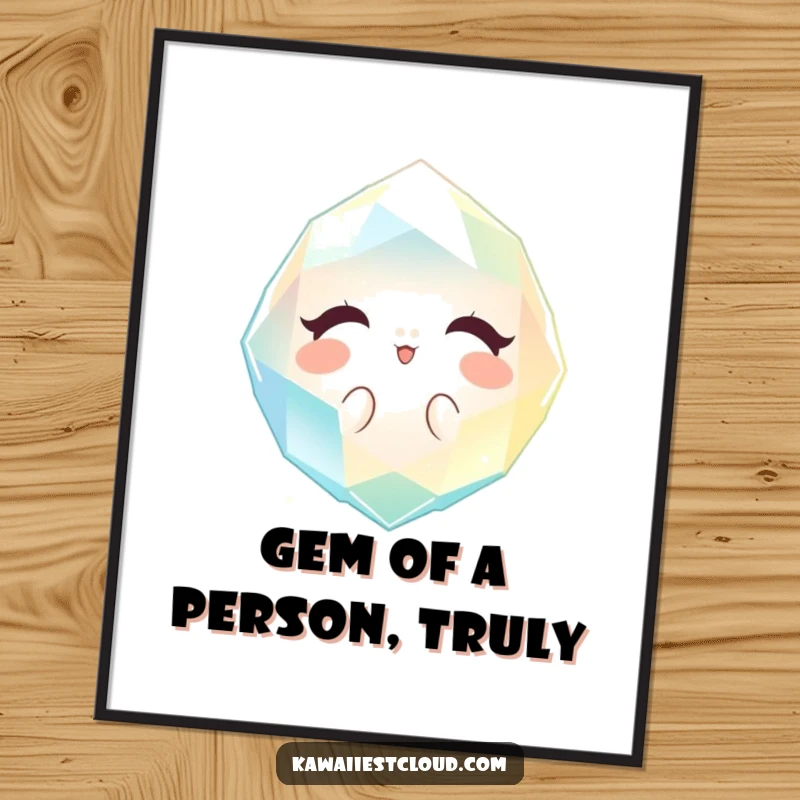 Funny Free Printable Wall Art of a miniature, sparkling gem emitting a gentle, welcoming light, a dazzling downloadable decor gift.