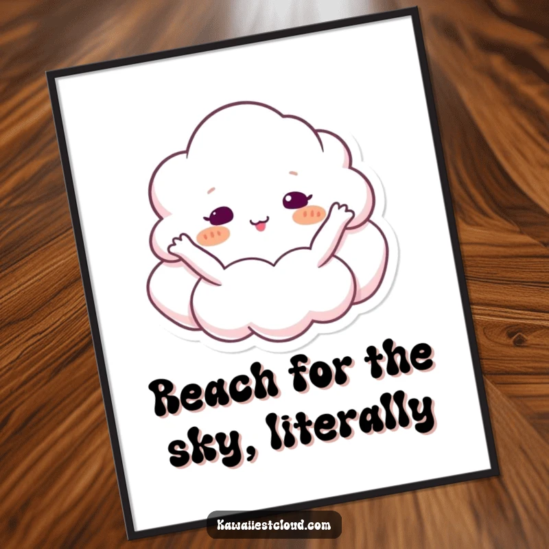 Funny Free Printable Wall Art: A cheerful cloud character with outstretched arms, joyfully embracing the expansive sky.
