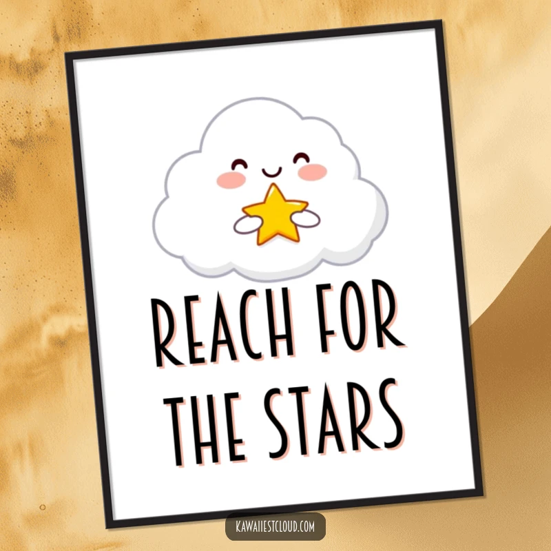 Funny Free Printable Wall Art: Smiling cloud character holding and offering a tiny bright star, creating serene, hopeful decor.
