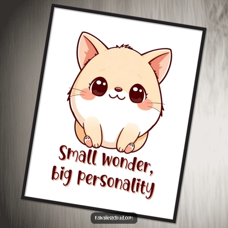 Funny Free Printable Wall Art of a small, plump shape with big curious eyes and tiny paws, ready to charm.