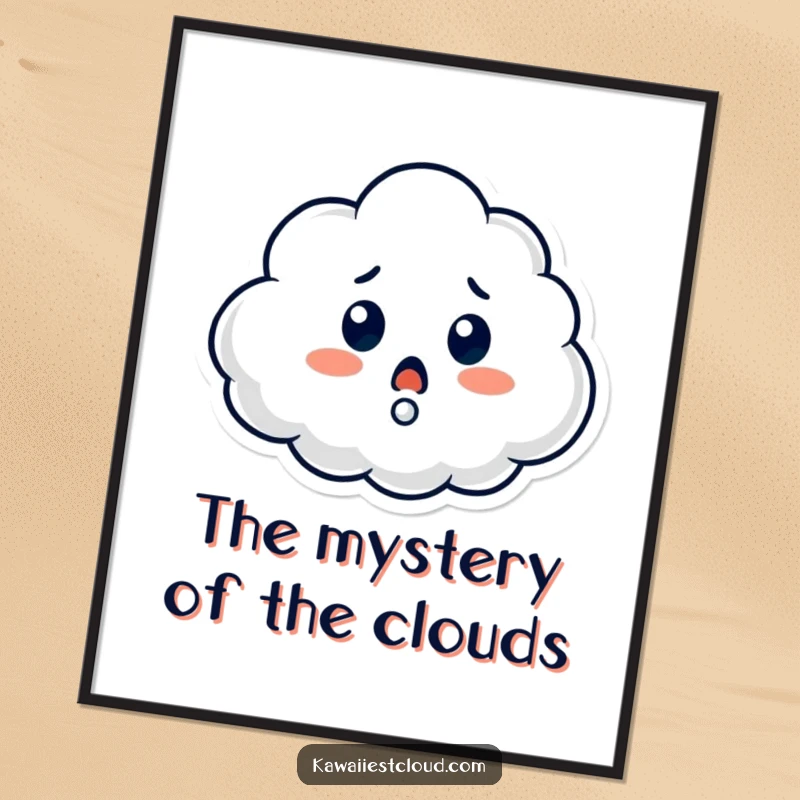 Funny Free Printable Wall Art: A surprised cloud character with a large question mark appearing, intriguing downloadable art.