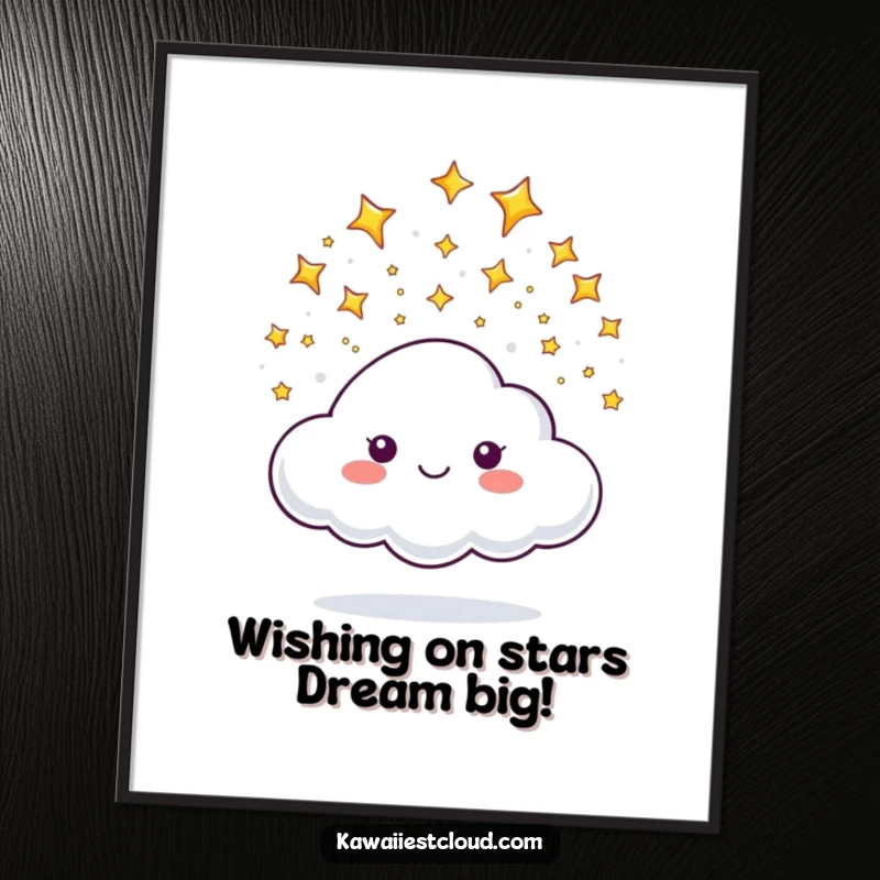 Funny Free Printable Wall Art: A happy cloud character joyfully releases a cascade of tiny, sparkling stars.