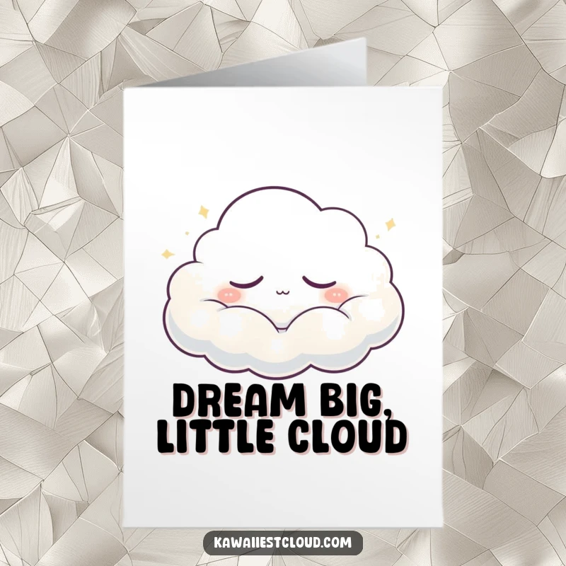 Funny Free Printable Birthday Card featuring a sleepy cloud character drifting peacefully and emitting soft glows, perfect for a gentle laugh.