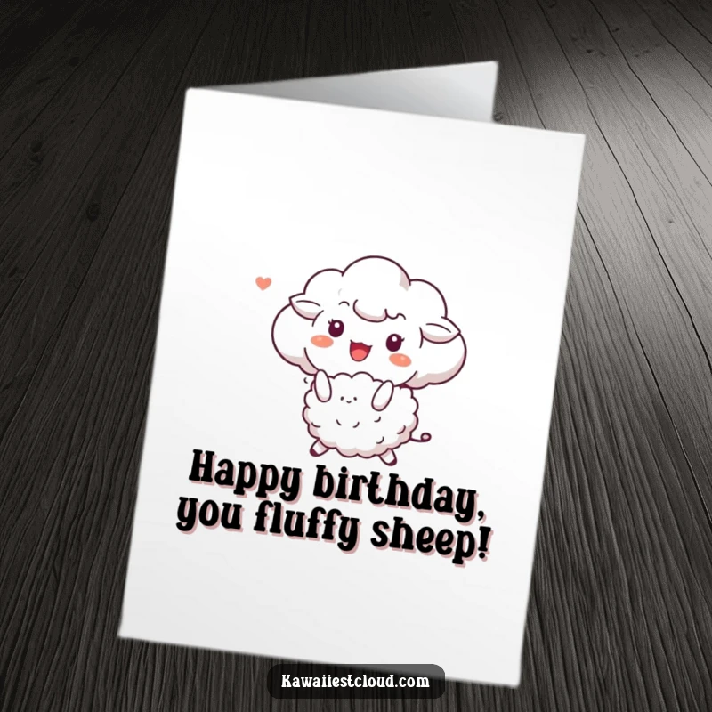 Funny Free Printable Birthday Card showing a cute cloud character joyfully bouncing a fluffy sheep, a whimsical and fun greeting.