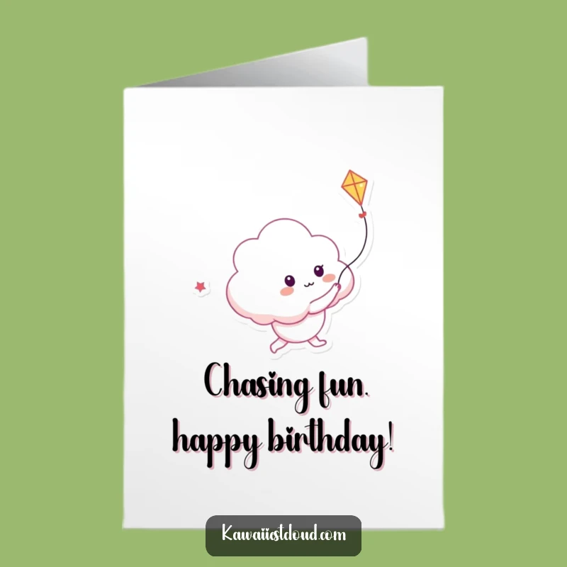 Free Printable Birthday Card: Cloud Chasing Light Kite - Funny Downloadable Gift for Dreamers