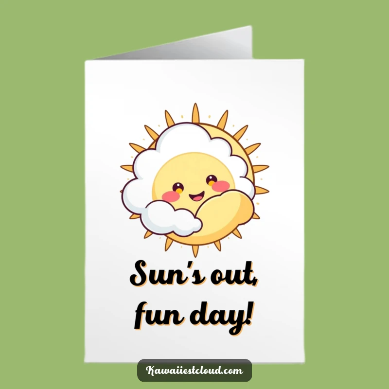 Free Printable Birthday Card: Funny Cloud Peeking Sun Downloadable