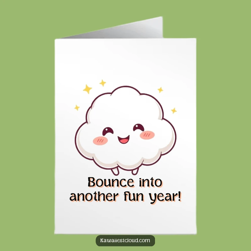 Free Printable Birthday Card: Mischievous Cloud Bouncing, Funny Downloadable Gift