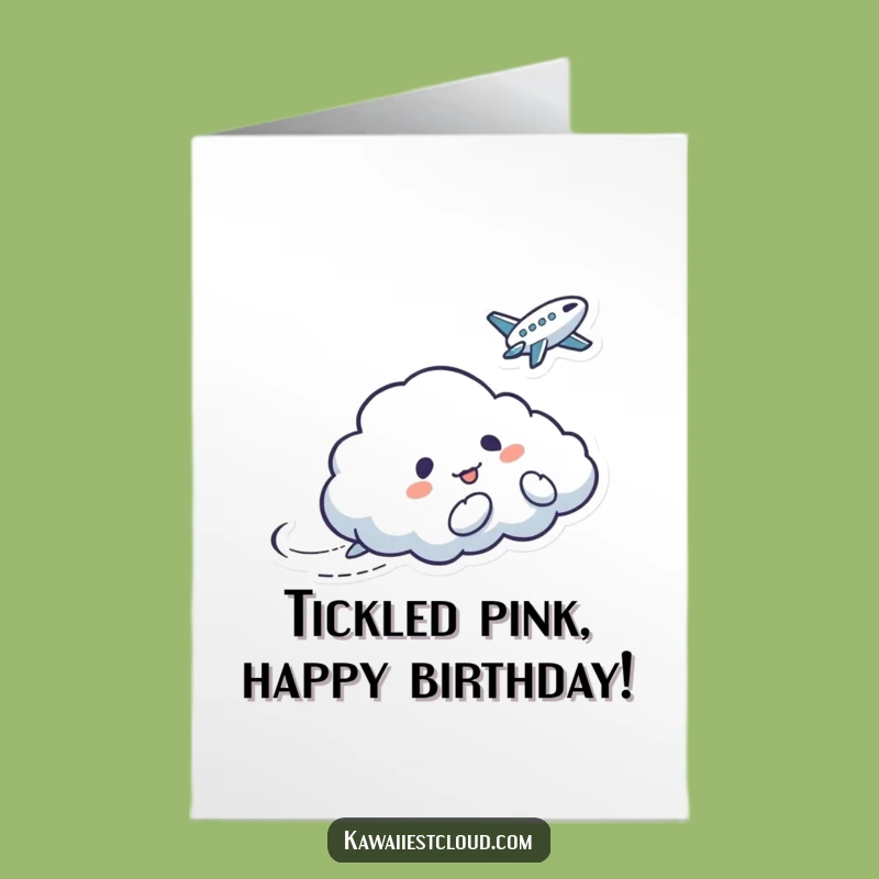 Free Printable Birthday Card: Mischievous Cloud Tickles Bird - Funny Downloadable Gift for Laughs
