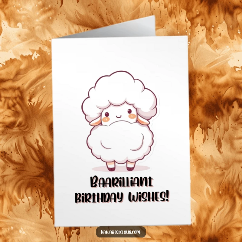 Funny Free Printable Birthday Card: Playful Cloud Character Gently Bumping into a Fluffy White Sheep.