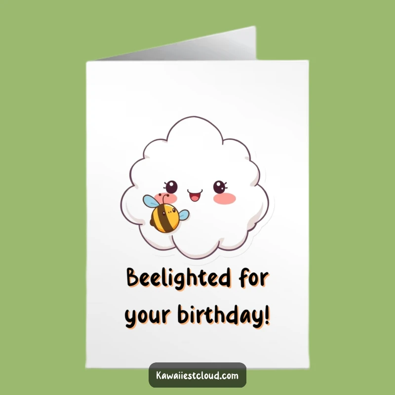 Free Printable Cloud Birthday Card: Funny Bee Surprise, Downloadable Gift, DIY