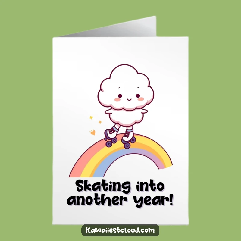 Free Printable Happy Birthday Card: Funny Roller Skating Cloud, Downloadable Gift!